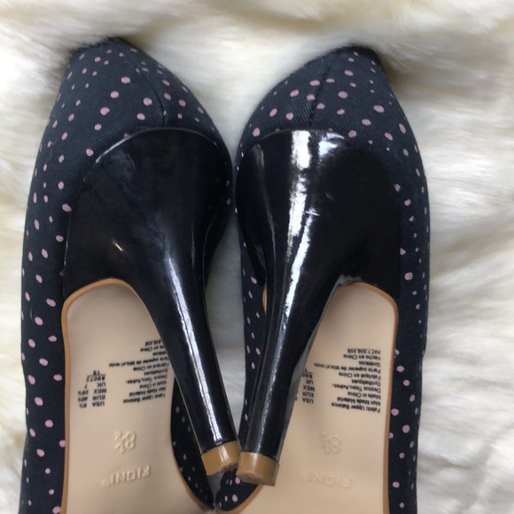 FIONA Navy with Pink Pooka-dot Peep toe Shoes - Picture 6 of 8